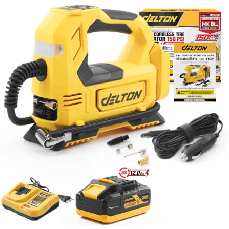 เครื่องสูบลมไร้สาย (พร้อมแบตเตอรี่) DELTON รุ่น DCT-1150P TURBO FORCE 20V 12AH_1